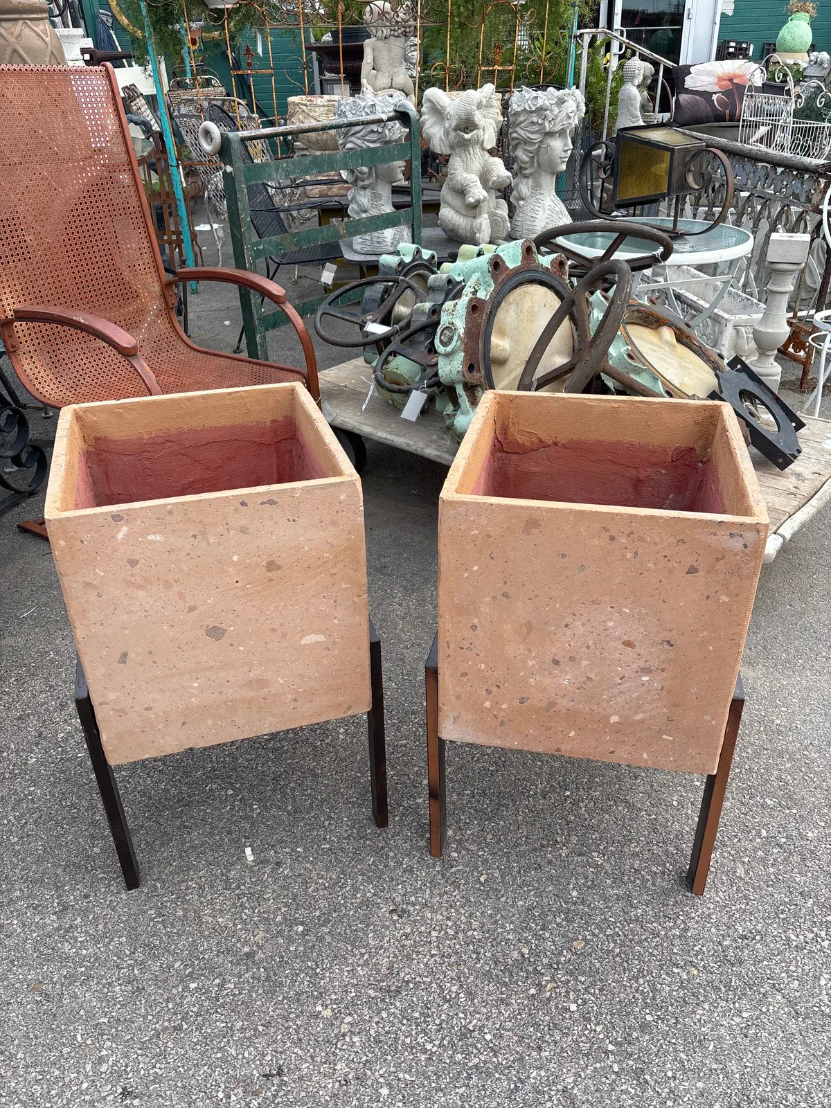 Pair Of Orange And Red Modern Contera Planters 1