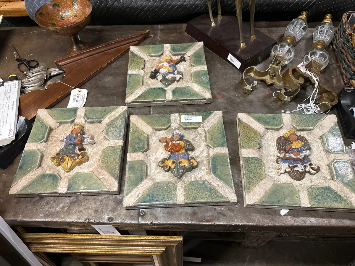 Set Of Four Figural Wall Hanging Tiles 1