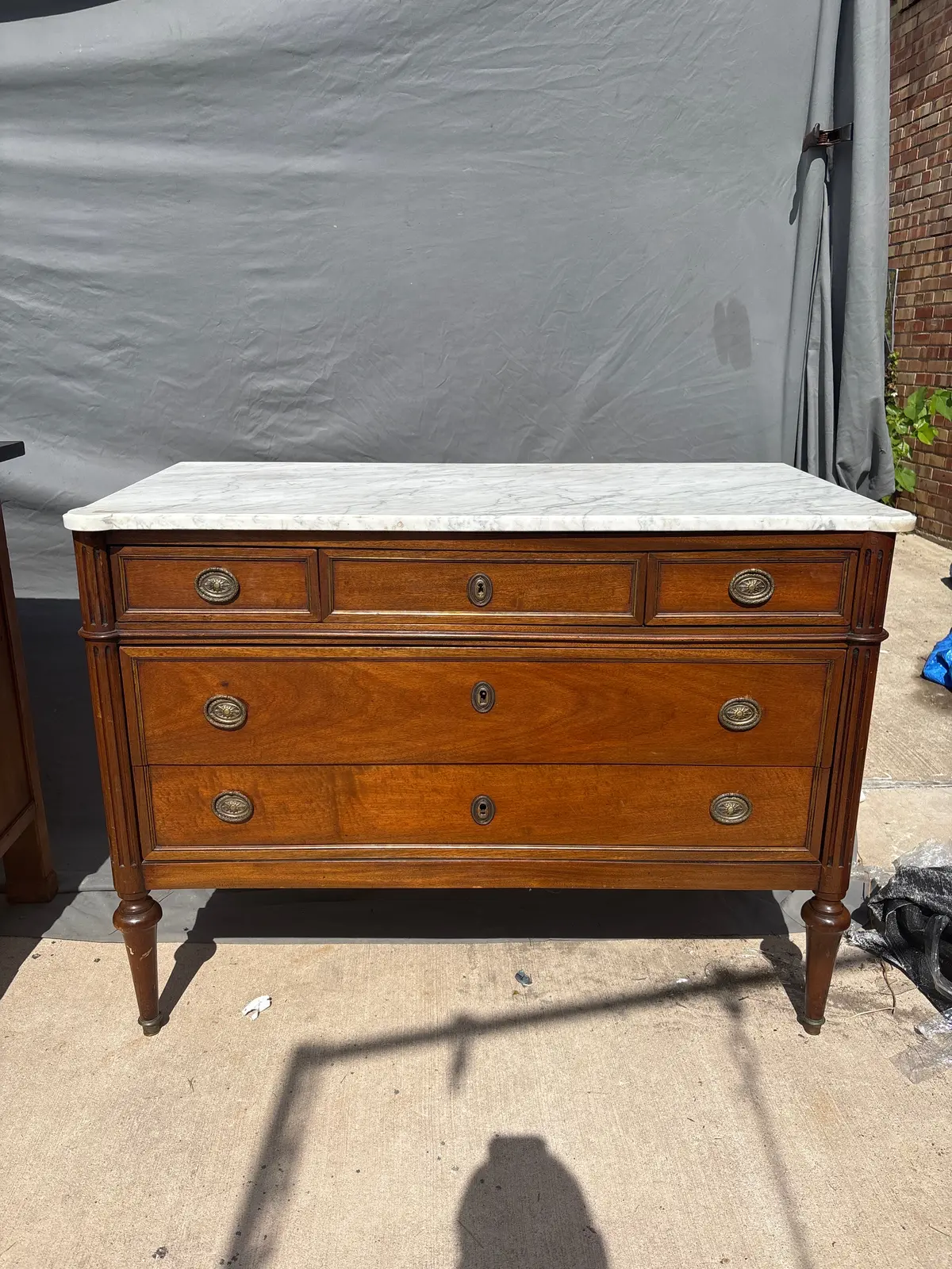 Louis Xvi White Marble Top Chest 1