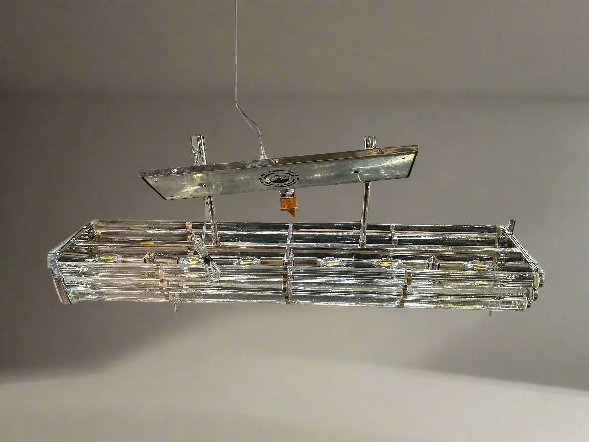 Modern Tubular Glass And Chrome Chandelier 1