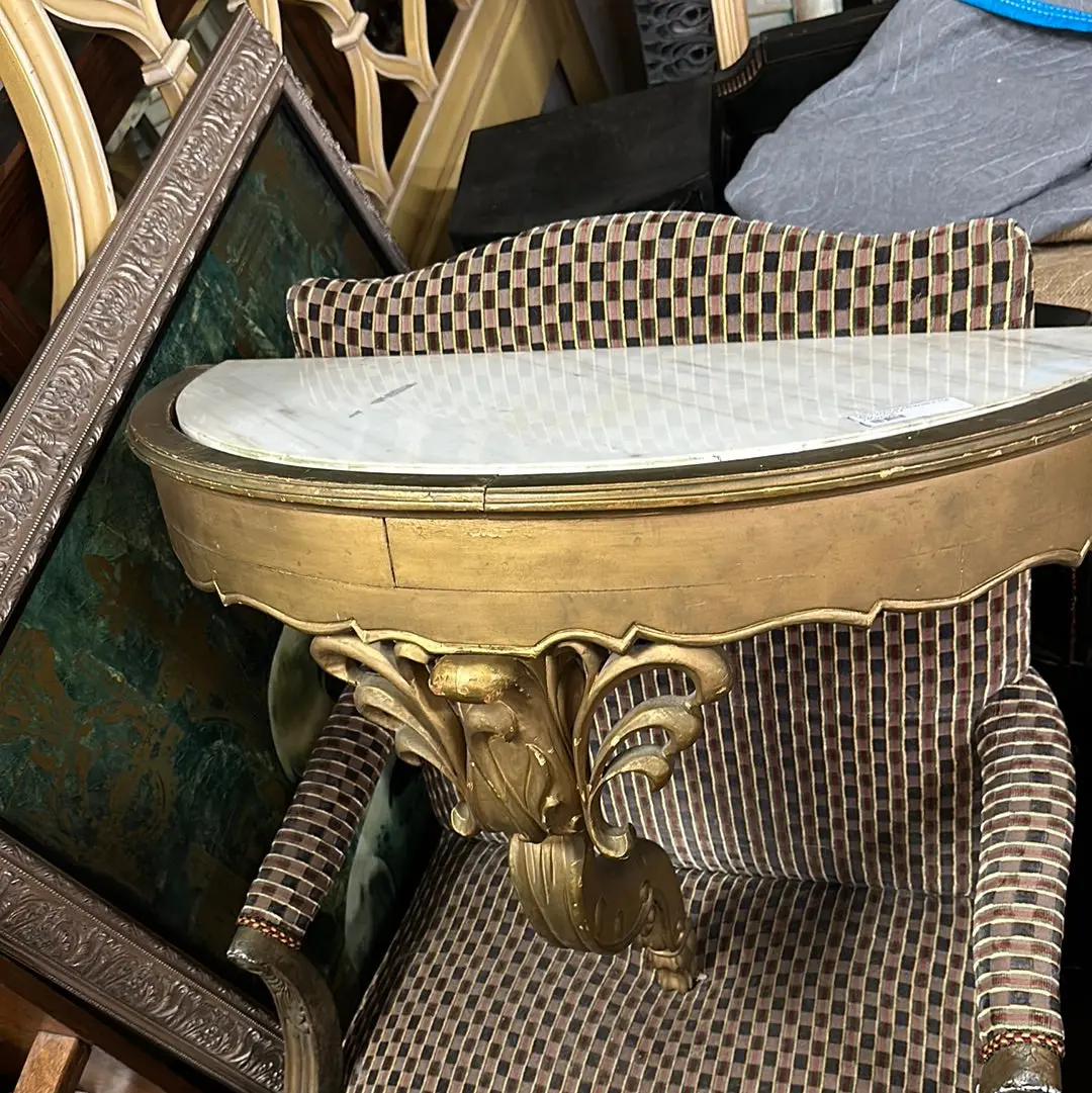 Carved Giltwood Marble Top Wall Console 1