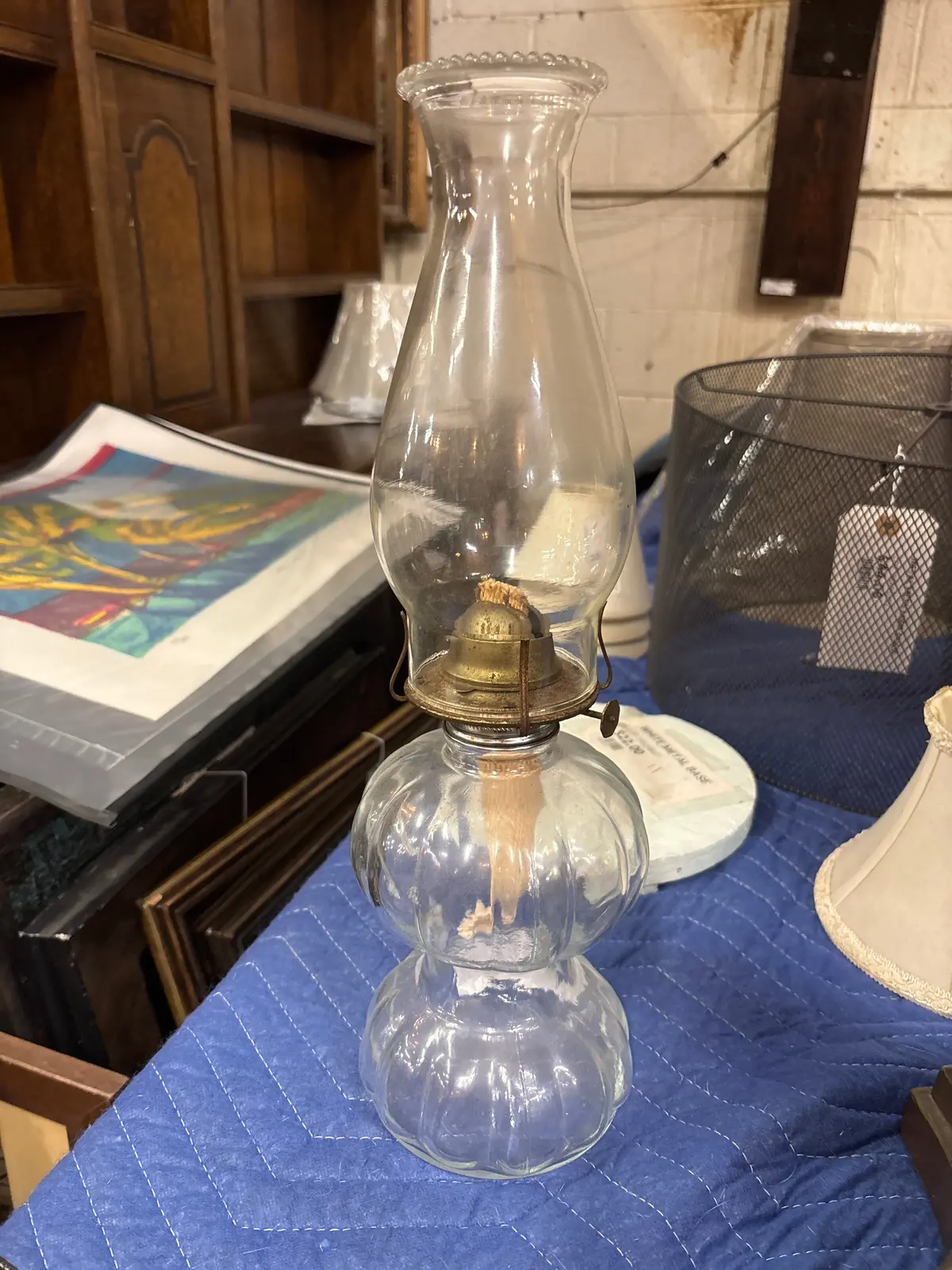 Clear Reeded Glass Kerosene Lantern 1