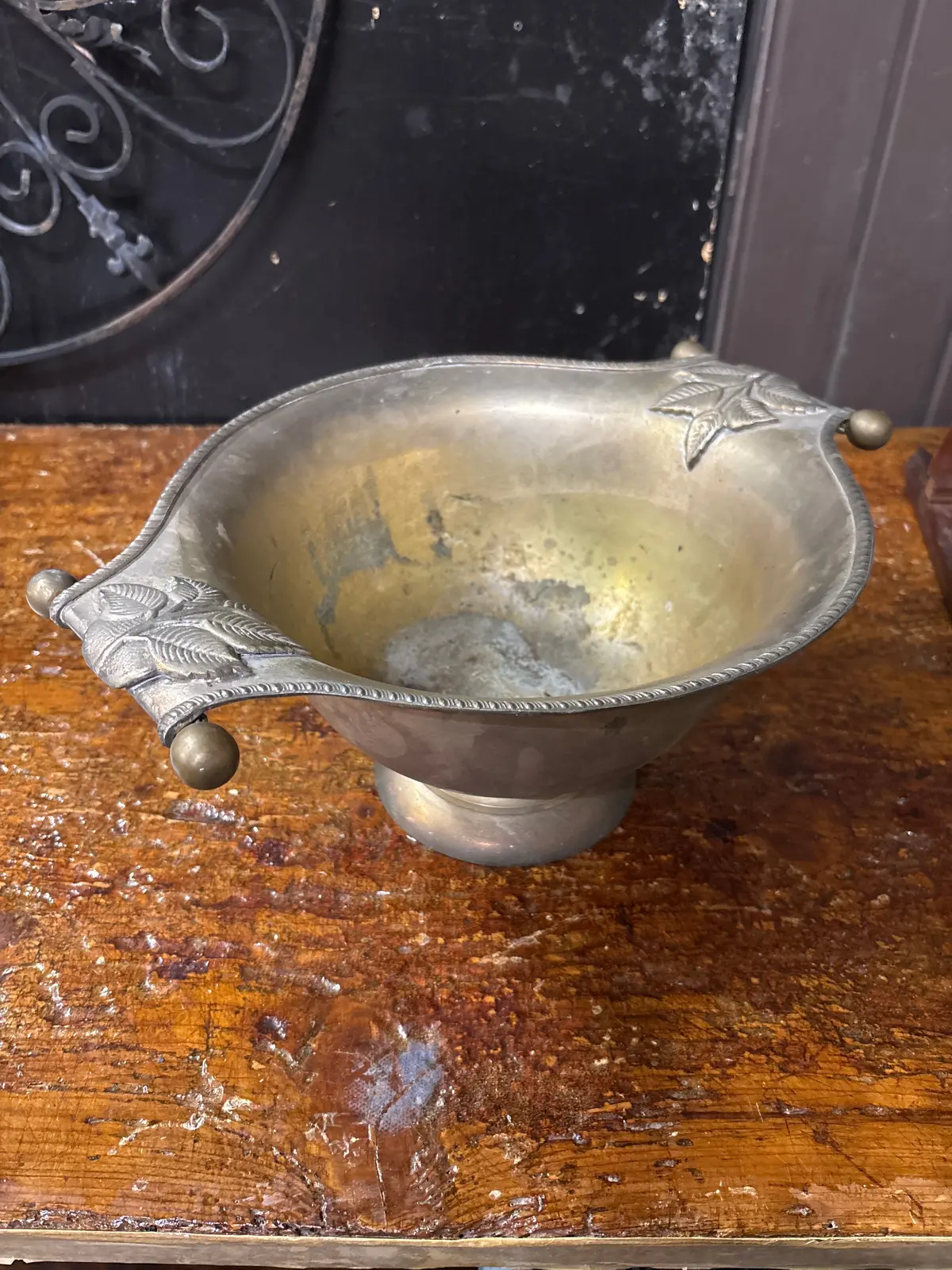 Brass Compote With Leaves 1