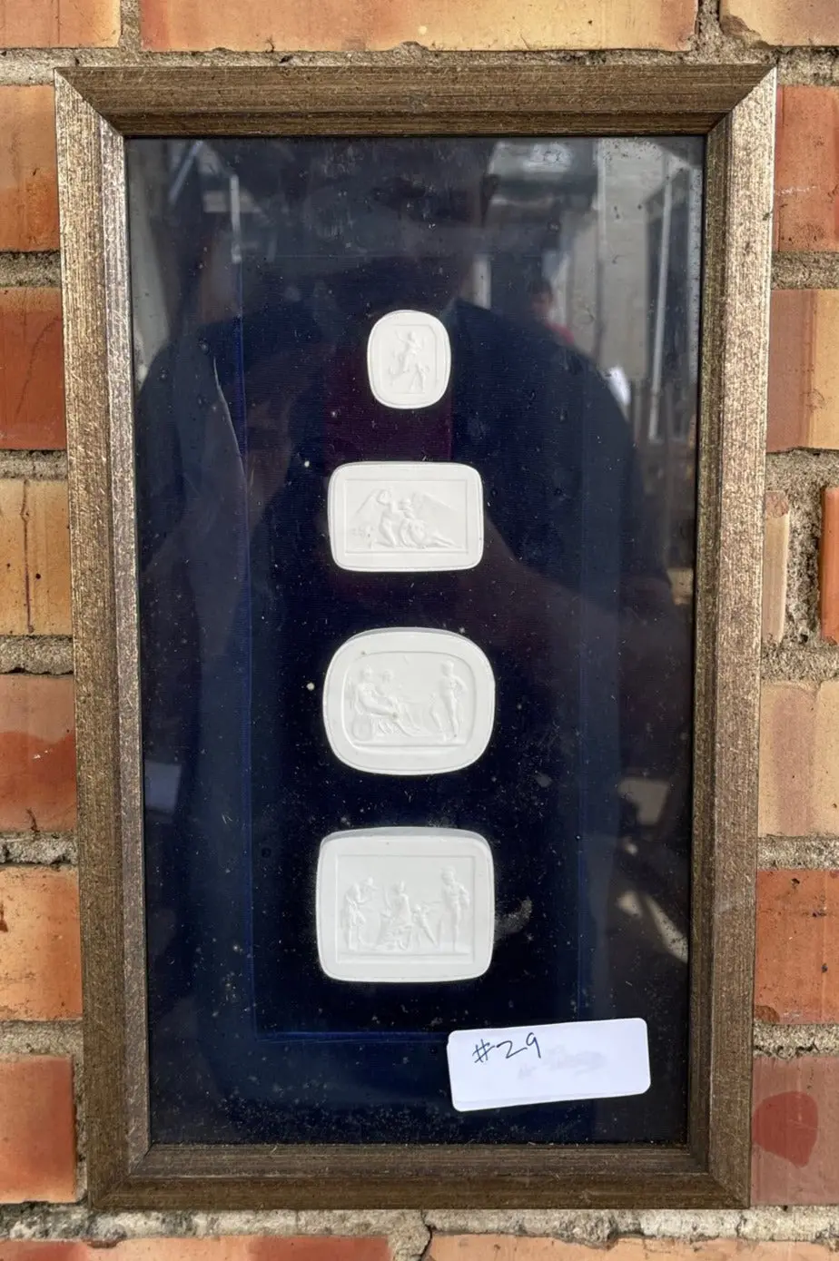 Small Vertical Framed Neoclassical Medallions In Shadow Box Frame 1