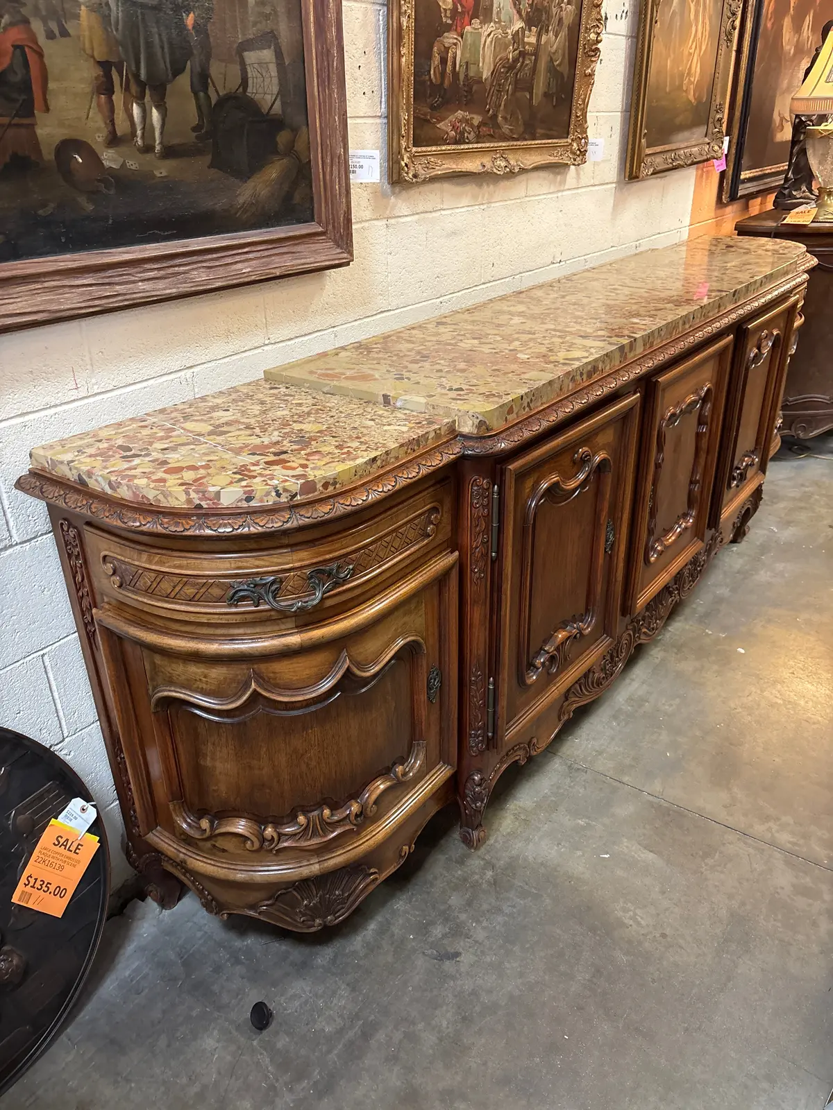 Louis Xv Sideboard With Caramel Colored Marble Top 1