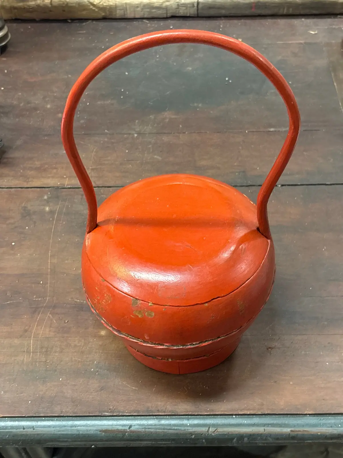Chinese Orange Wood Pot With Handles And Lid 1