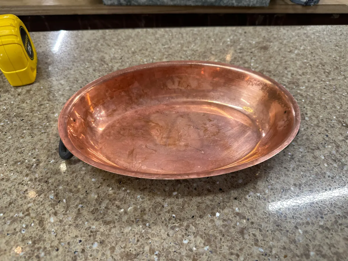 Small Oval Copper Casserole With Lid 1