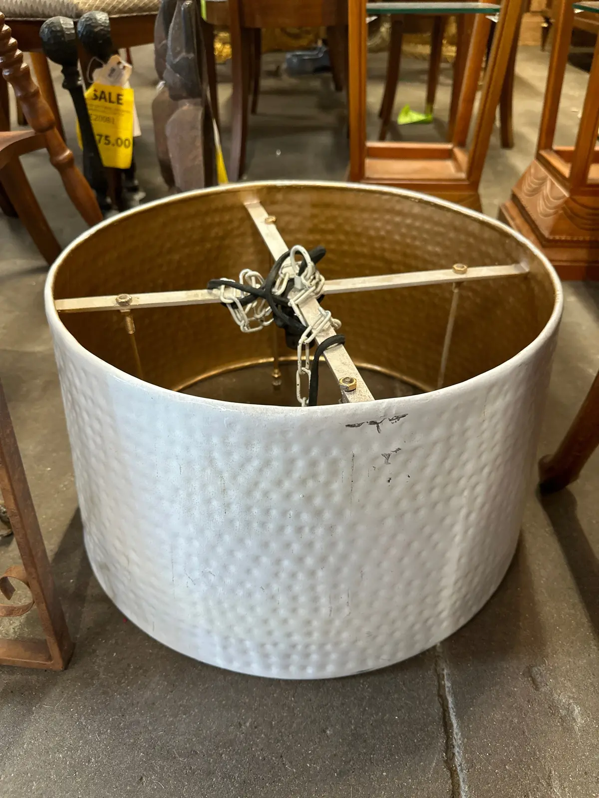 Large White Metal Hanging Light 1