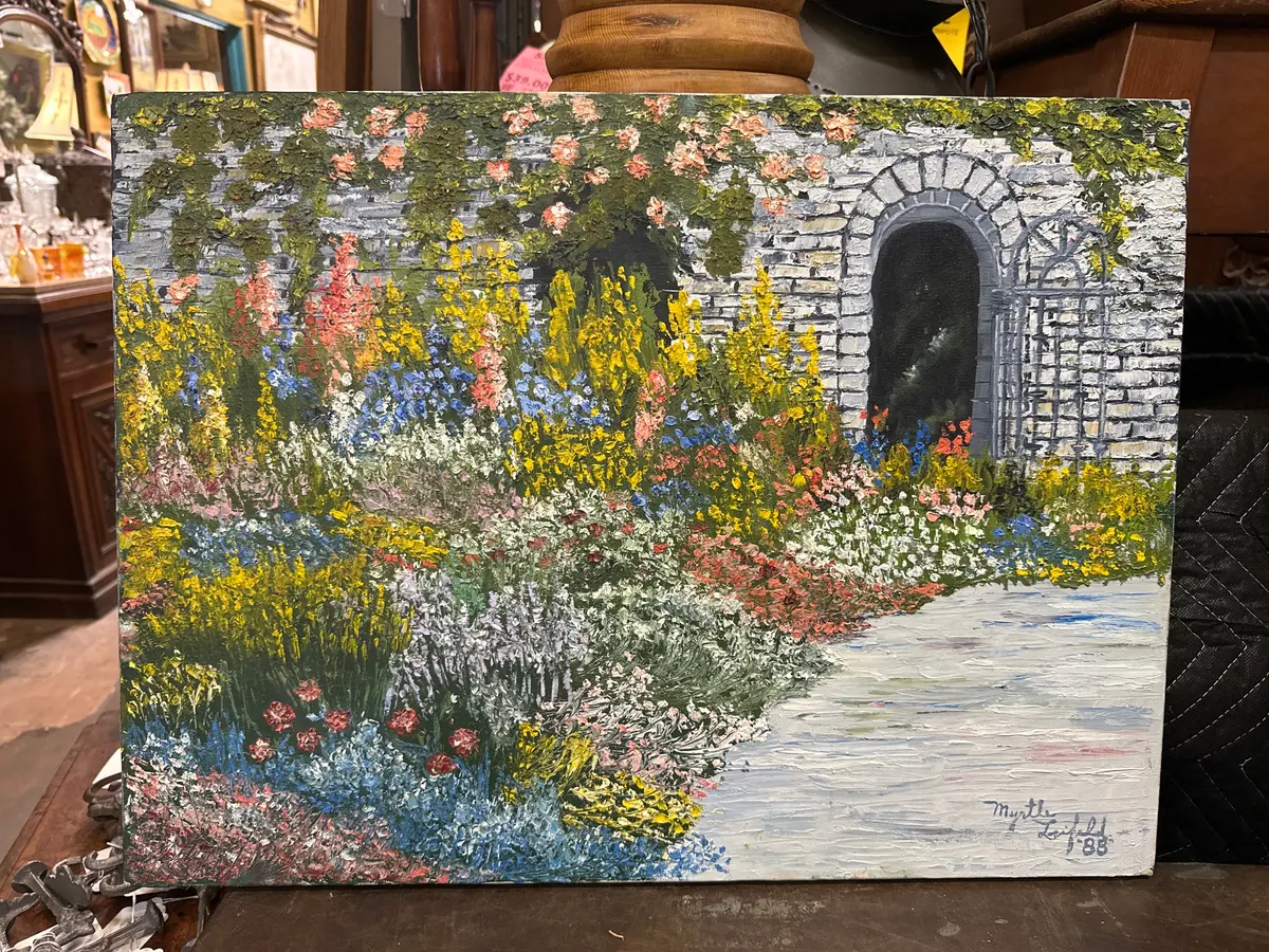 Unframed Impressionist Floral Garden Oil Painting 1