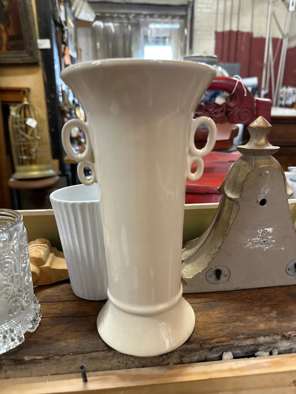 Tall White Czech  Vase 1