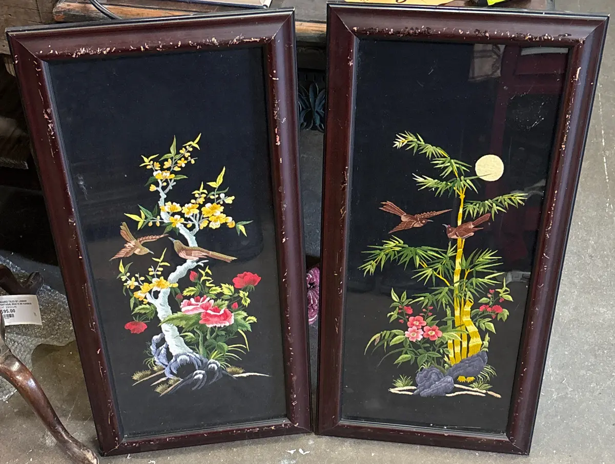 Pair Of Needlepoint Birds In Flora Pictures 1