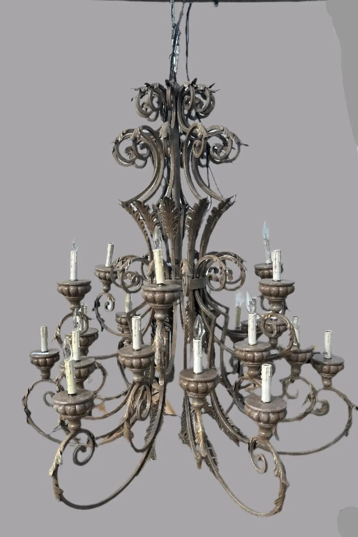 Large 24 Light Iron Chandelier 1