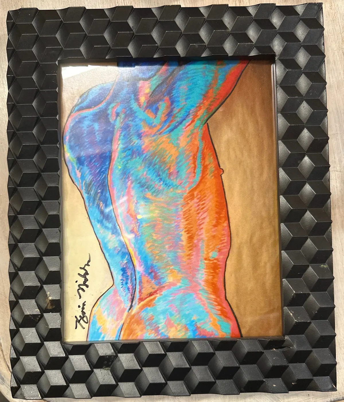 Blue And Orange Nude Painting Of Man 1