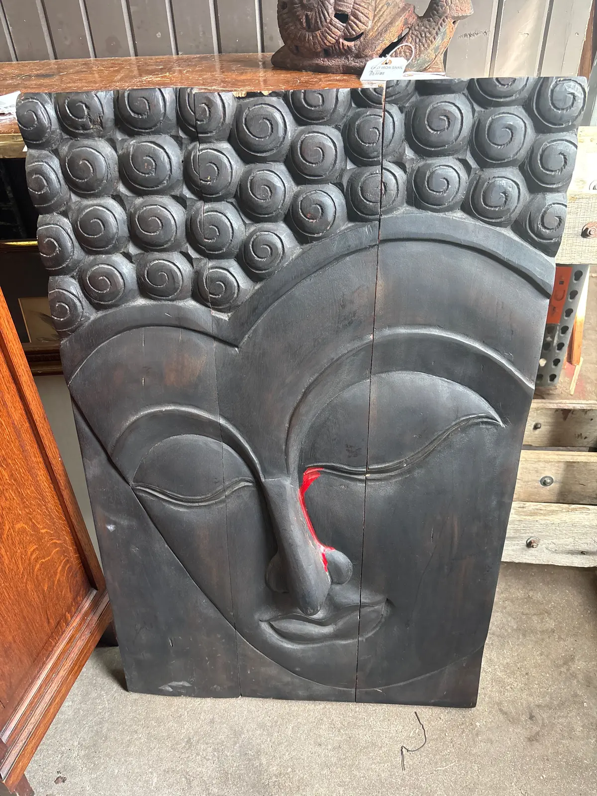 Asian Carved Face Panel 1