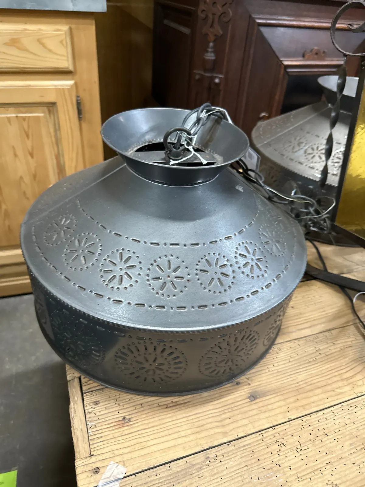 Punched Tin Ceiling Lights 1