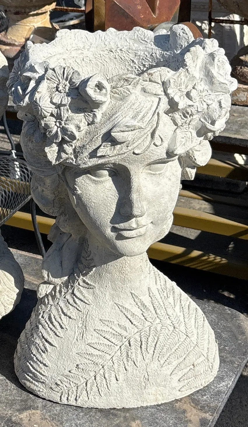 Large Concrete Gaia Head Planter 1 Of 2 1