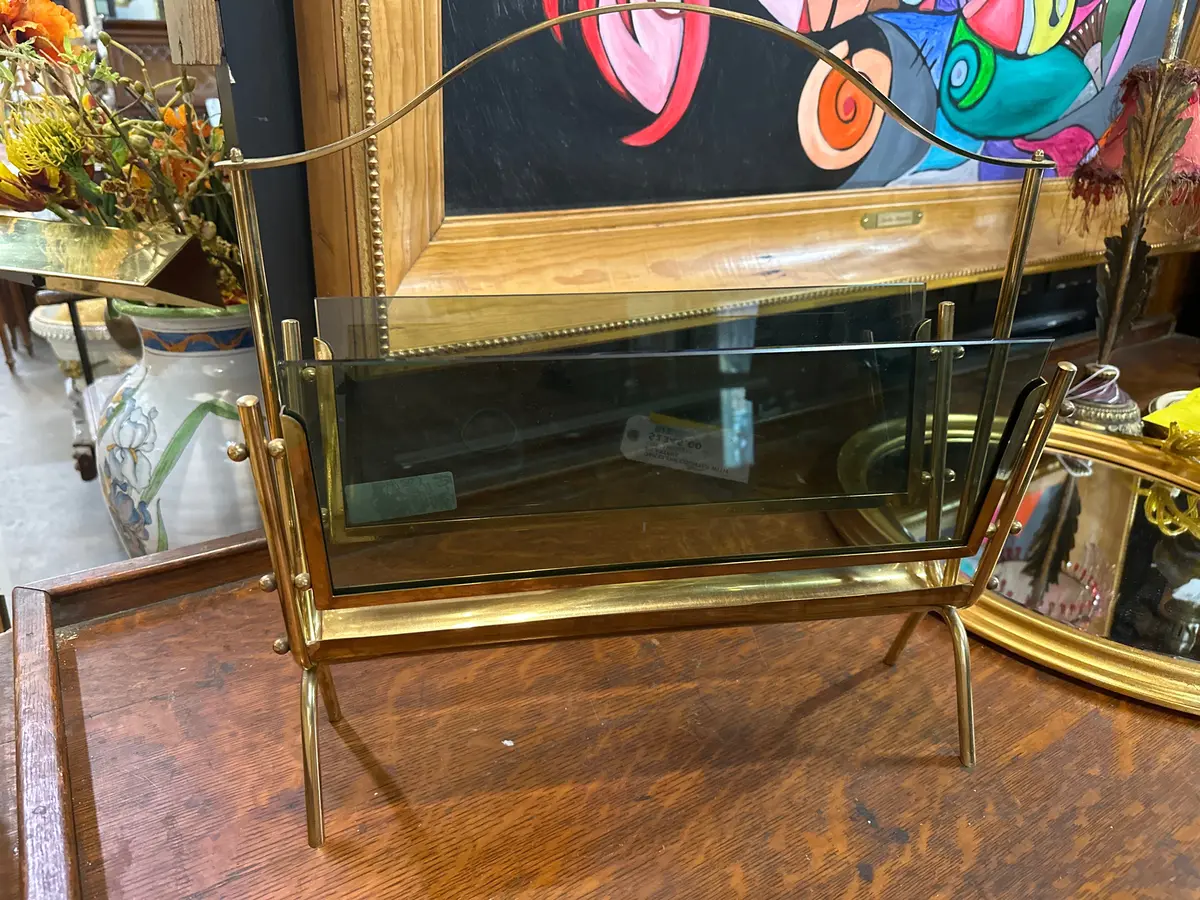 Brass And Glass Magazine Rack 1