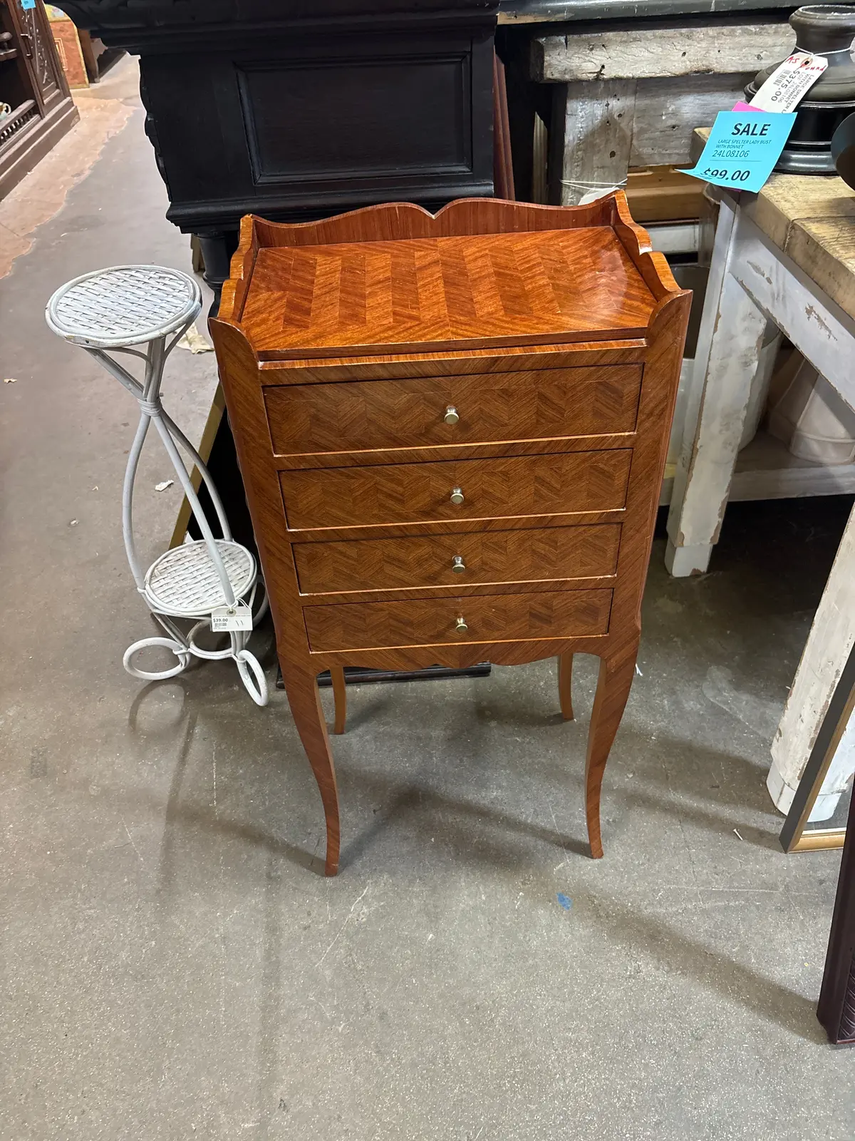 French 4 Drawer Veneer Night Stand 1