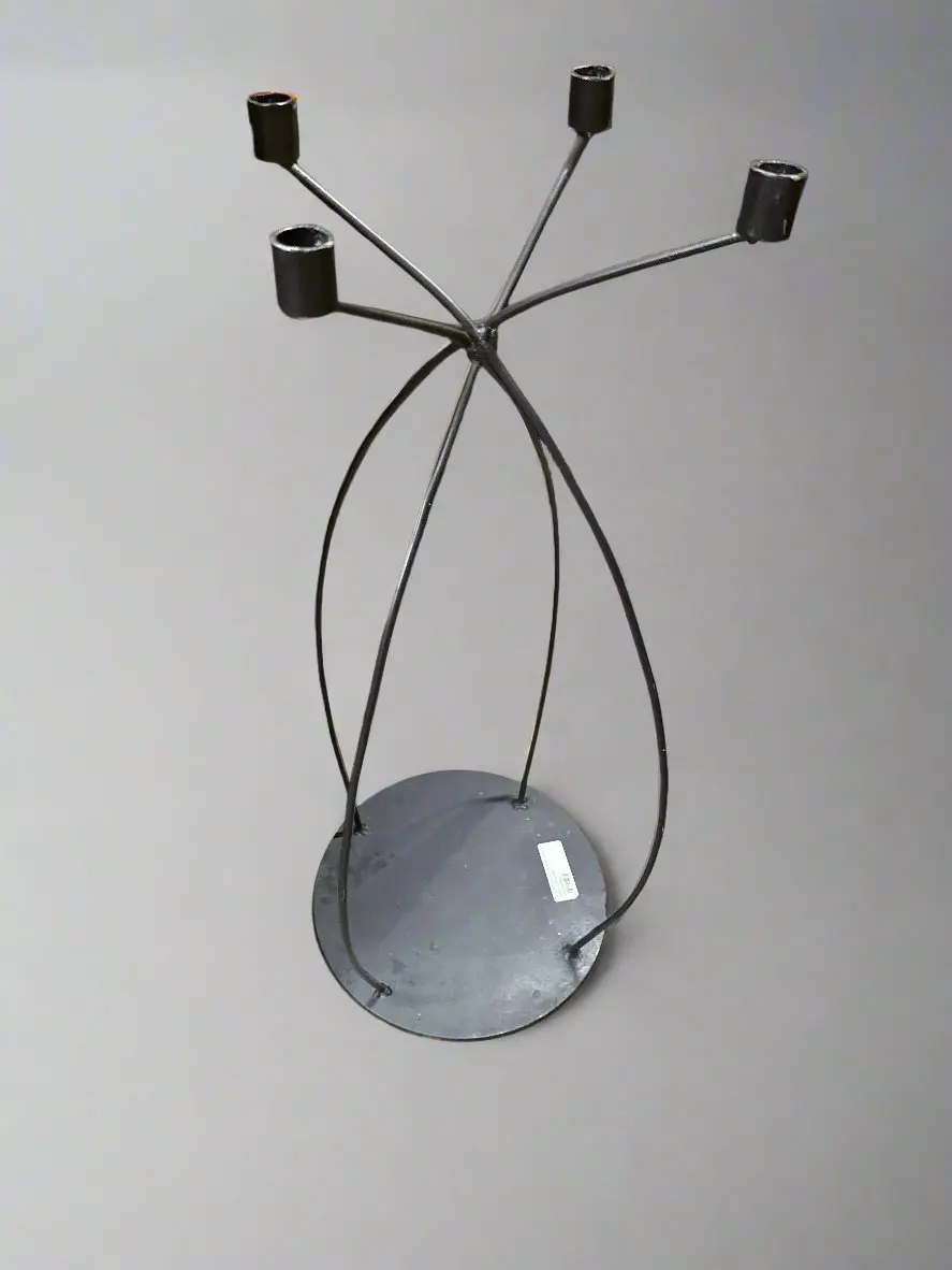 Mid Century Wrought Iron 4 Light Candle Holder 1