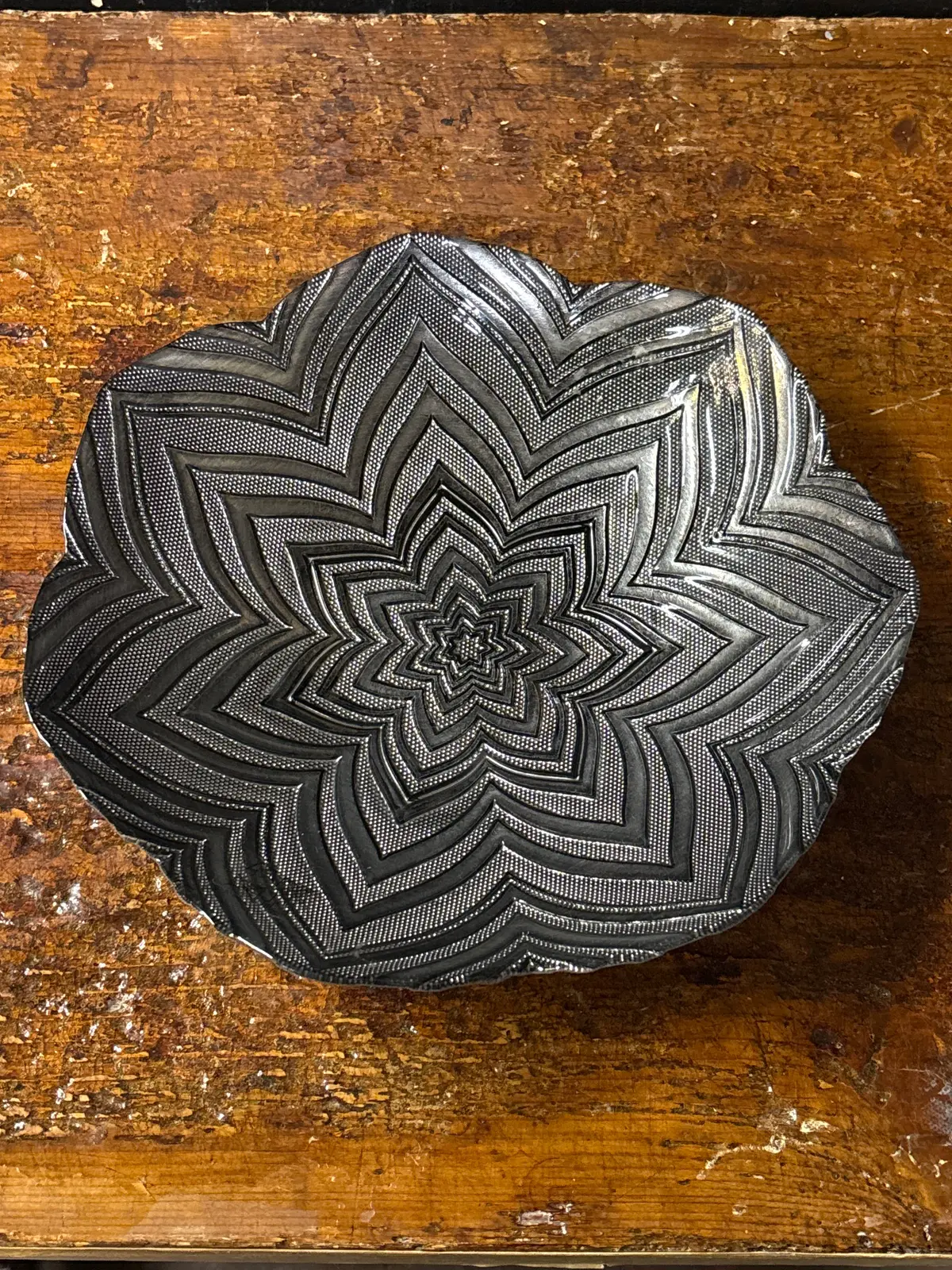 Textured Silver Glazed Metal Bowl 1