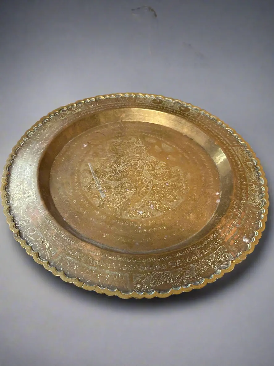 Round Brass Indian Tray 1