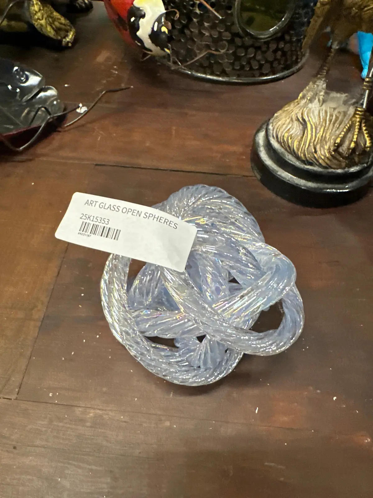 Clear Art Glass Open Sphere Small Twist 1