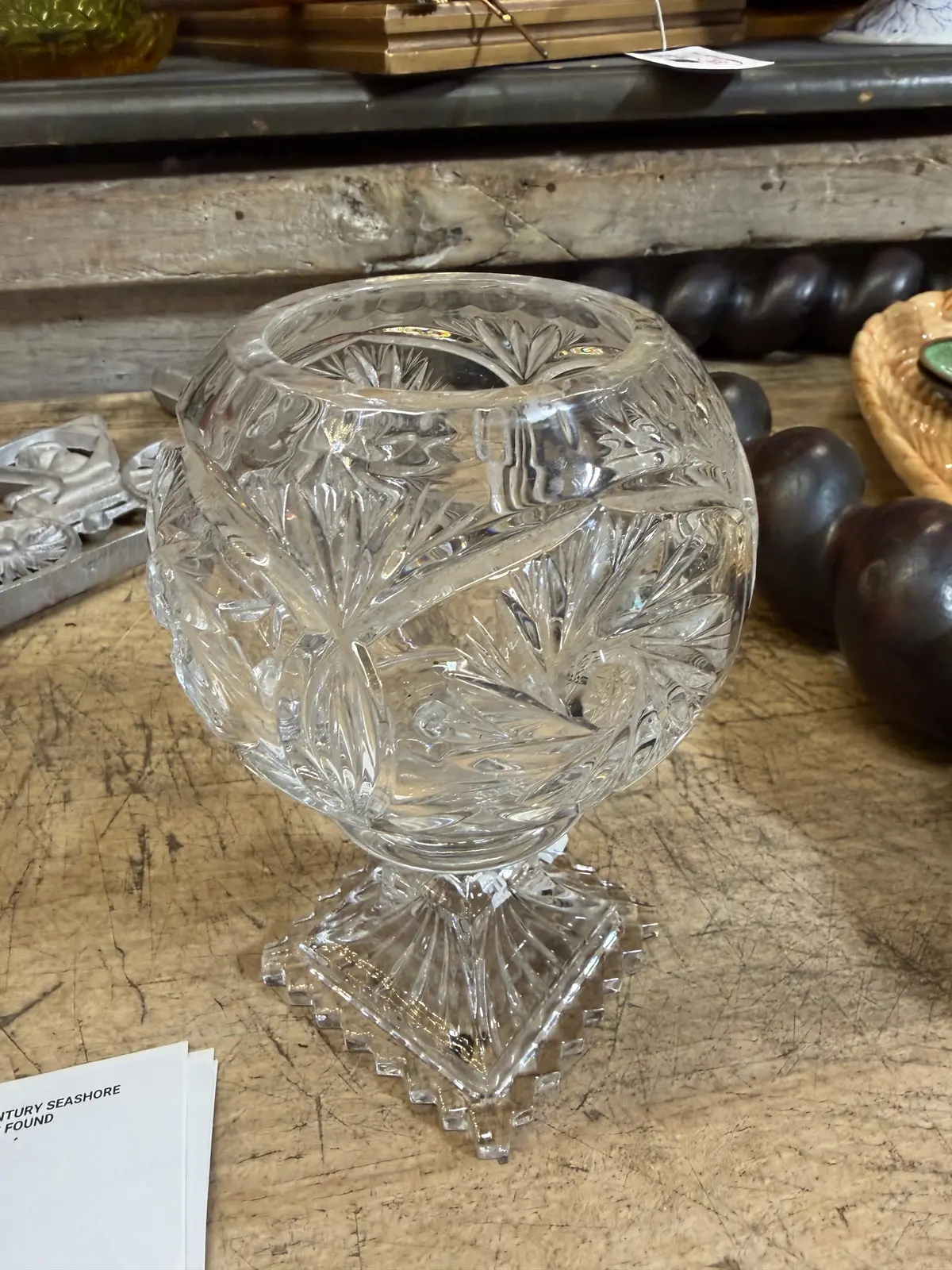 Footed Lead Crystal Rose Vase 1