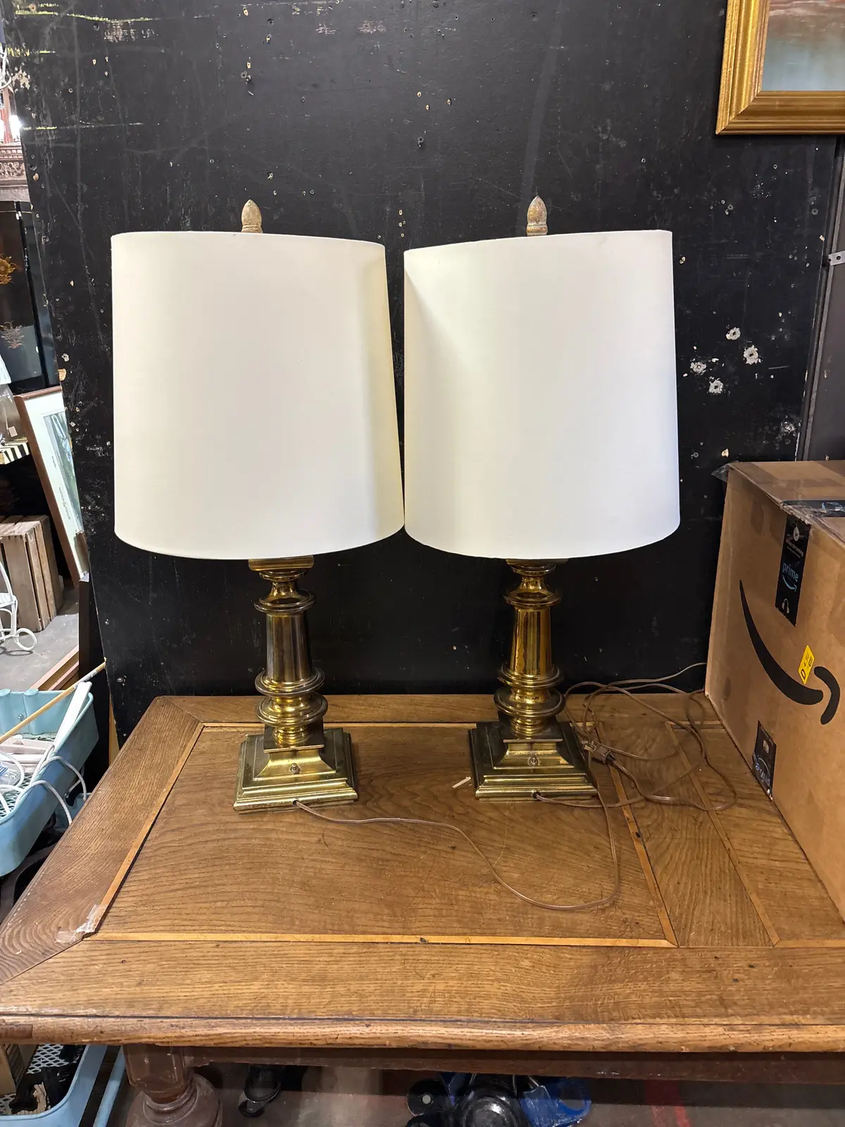 Pair Of Brass Table Lamps 1
