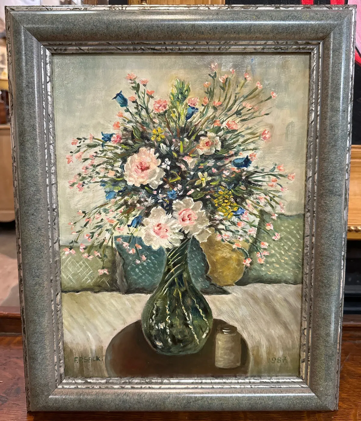 Small Floral Painting - Signed F.P. Sack 1987 1