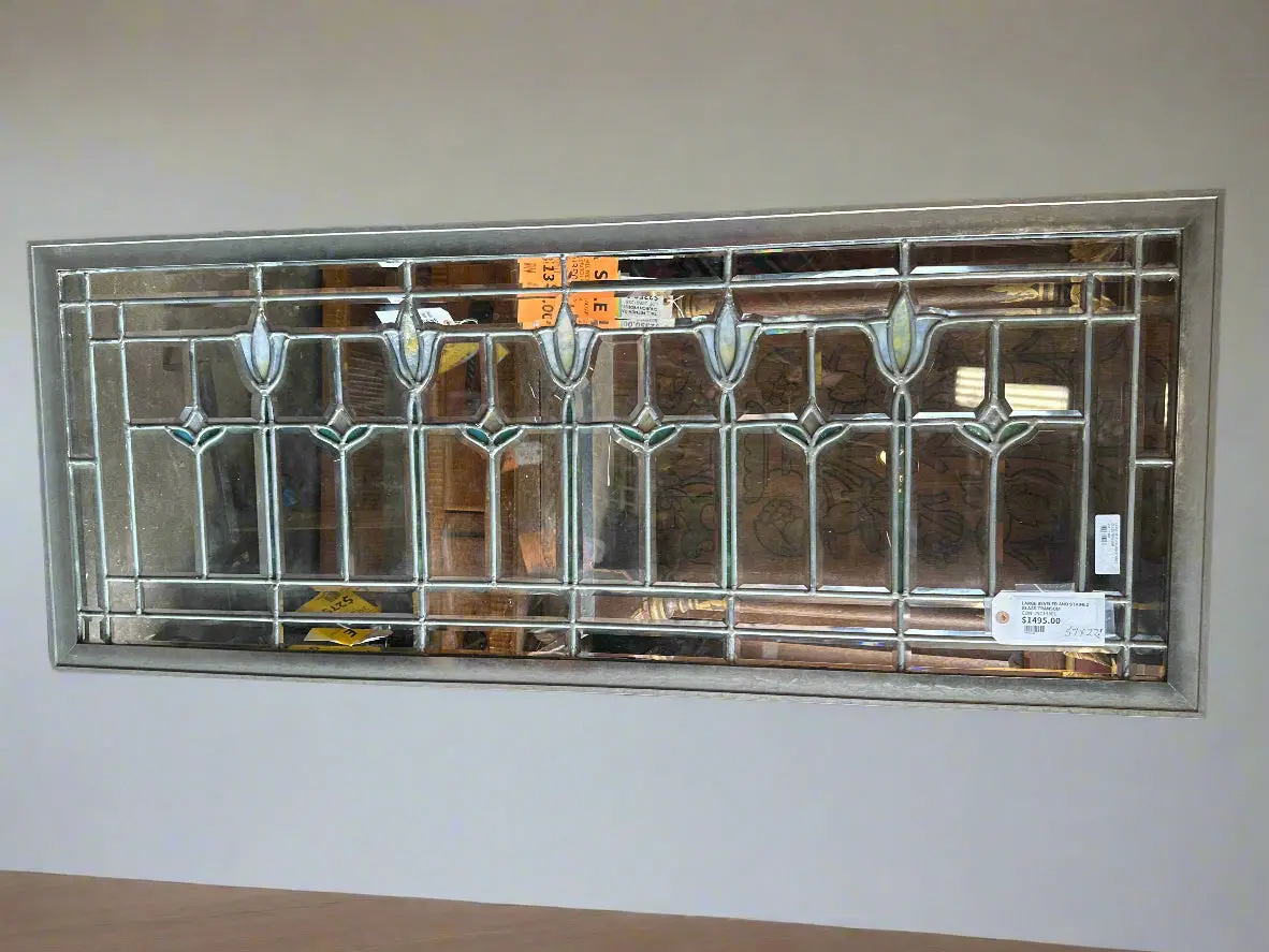 Large Beveled And Stained Glass Transom 1