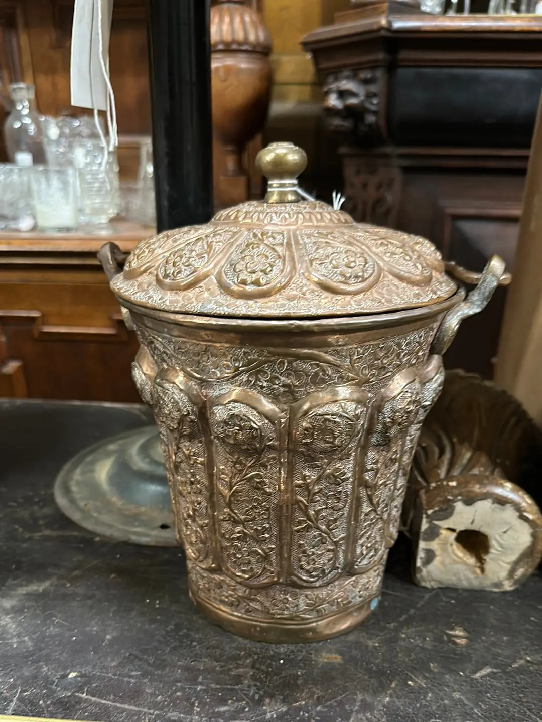 Ornate Copper Ice Bucket 1