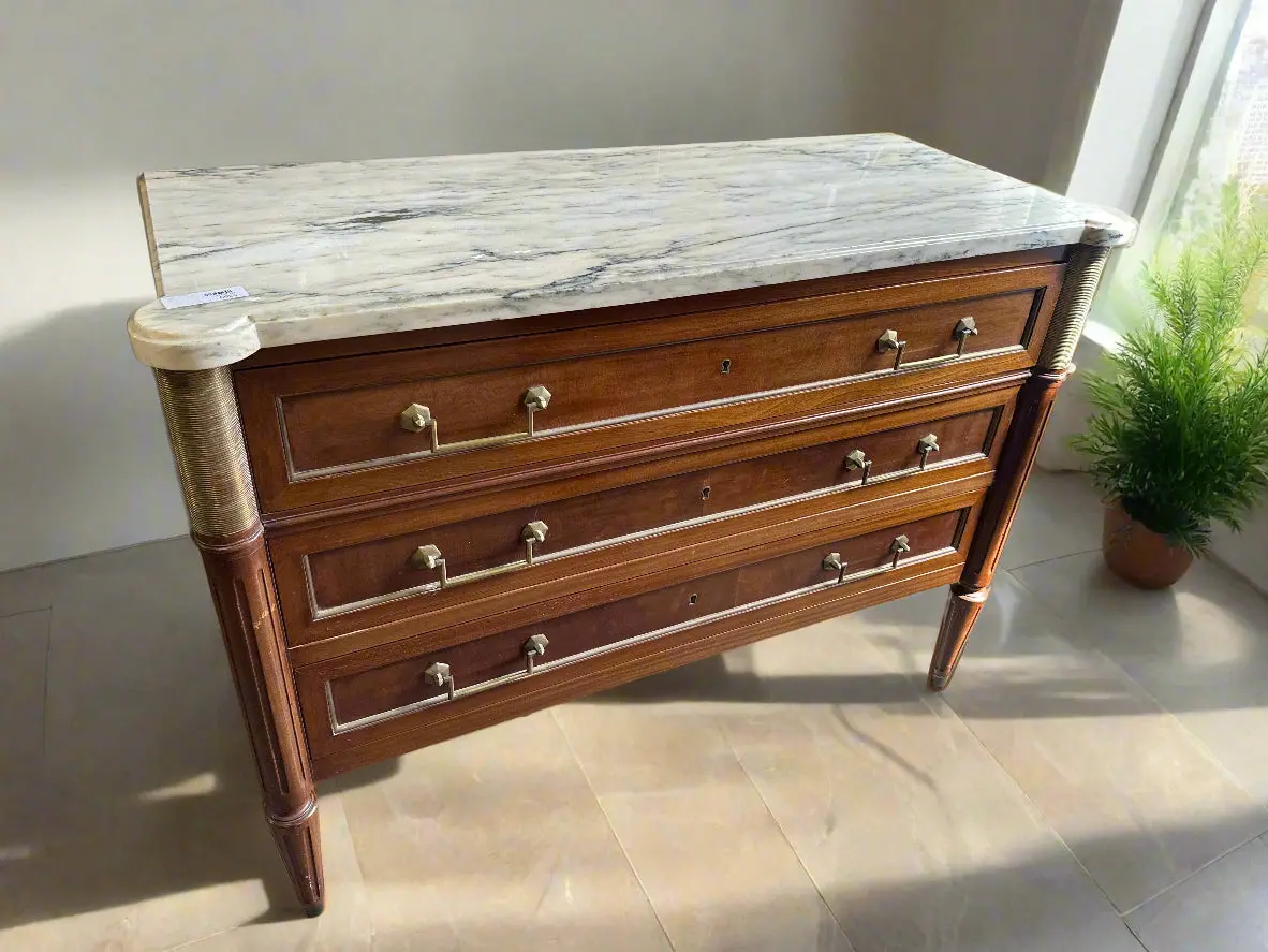 Louis Xvi White Marble Top Chest 1