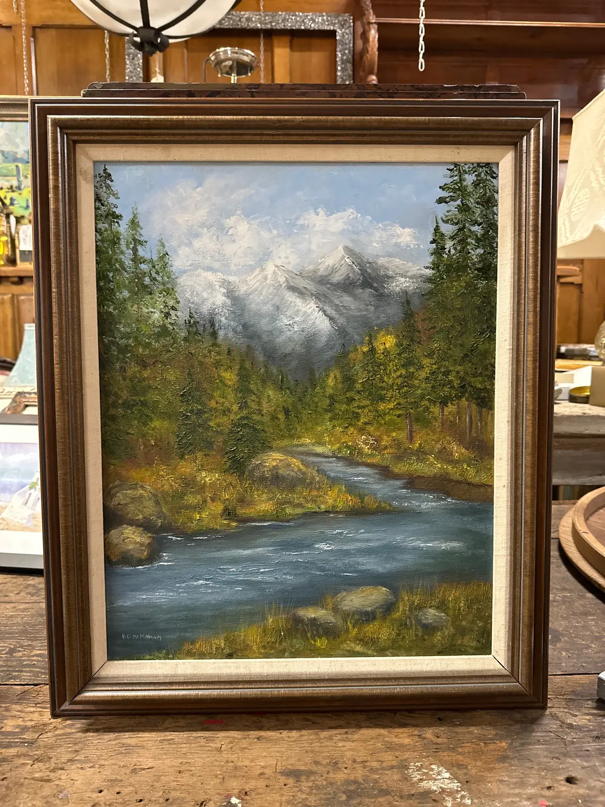 Beautiful Oil Painting Of Mountains And River Vertical 1