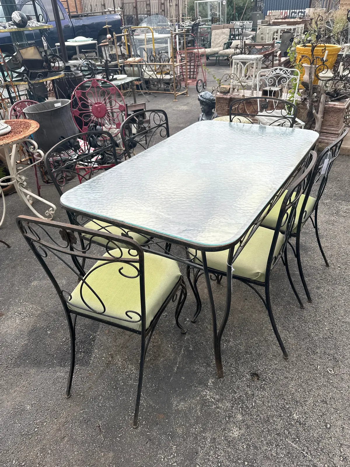 Patio Dining Set With 6 Chairs And Glass Top Table 1