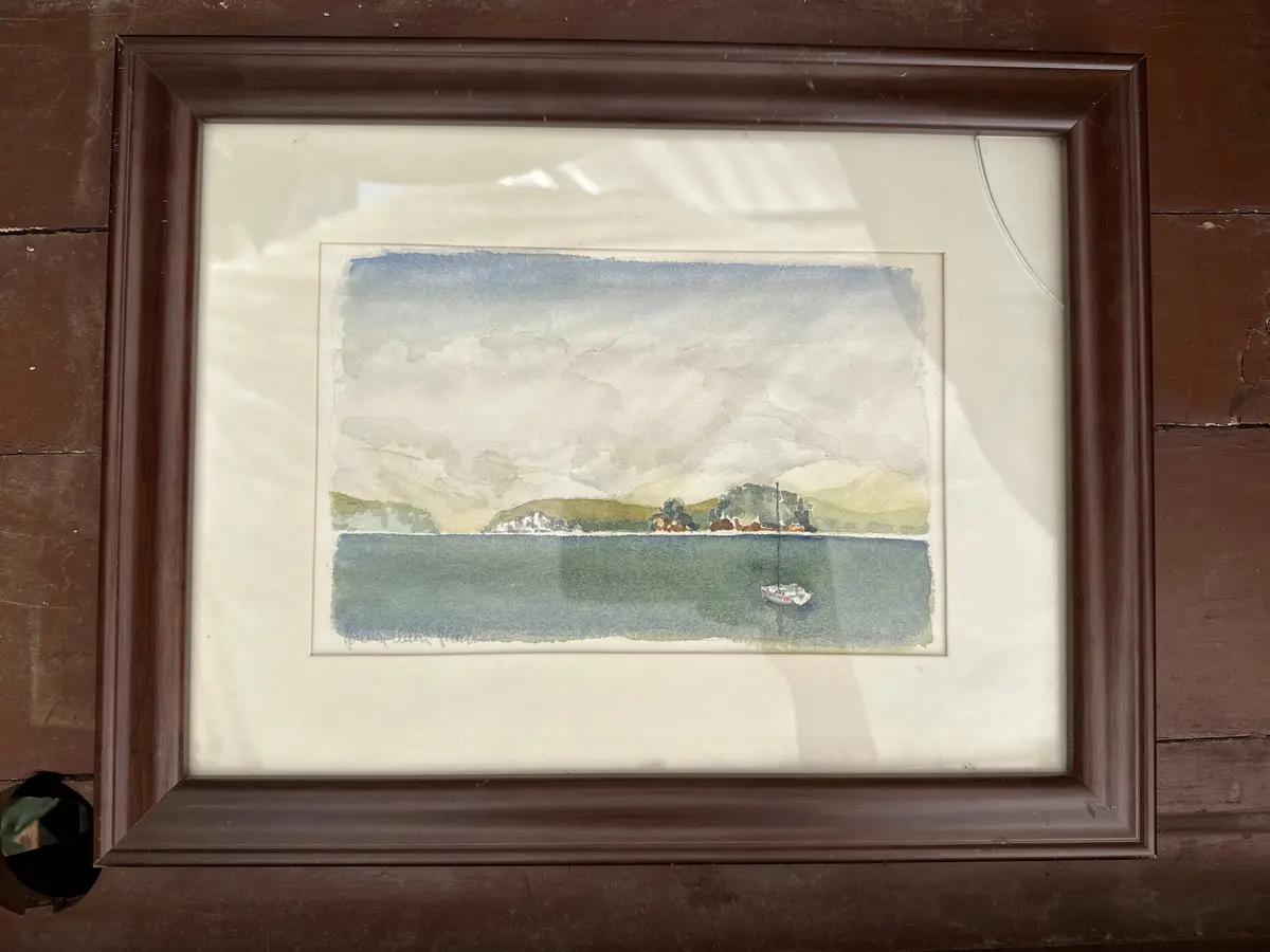 Small Framed Watercolor Of A Sail Boat As Found-Signed 1