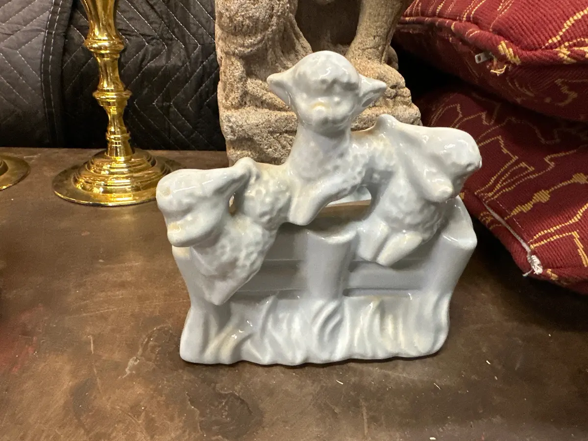 1950S Blue Planter With Lambs 1