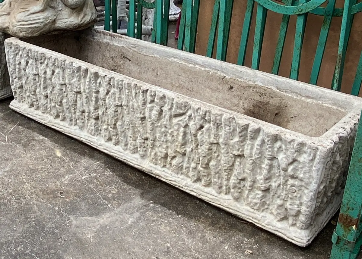 Faux Bois Concrete Rectangular Planter 1