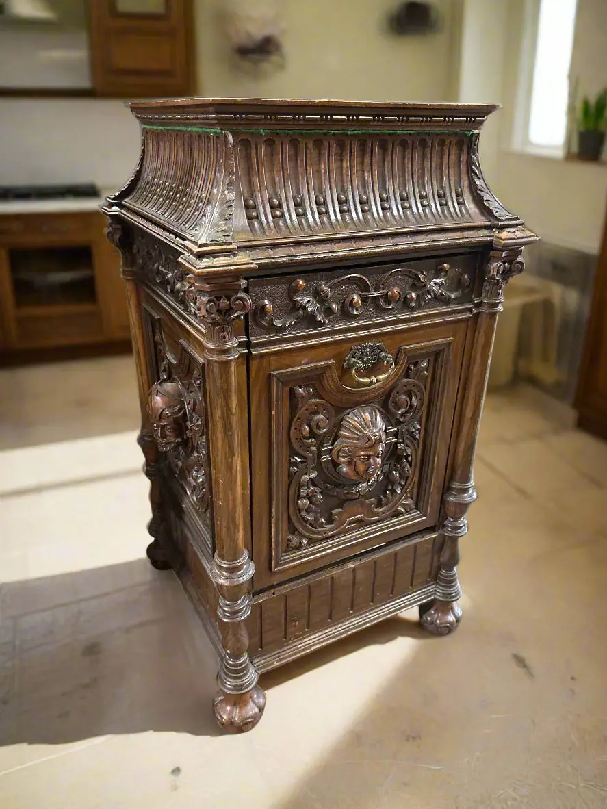 Carved French Wine Cabinet With Faces 1