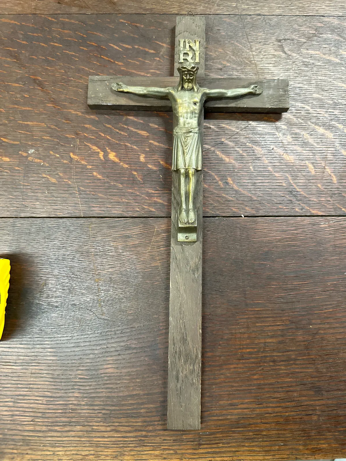 Brass Corpus With Oak Crucifix 1