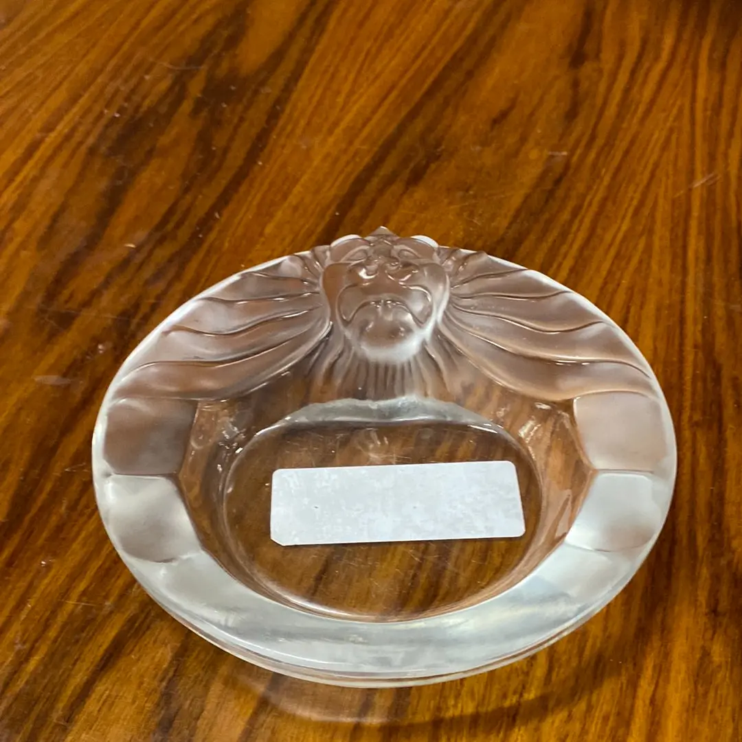 Frosted Glass Trinket Dish-Lalique Tete De Lion  Small Chip 1