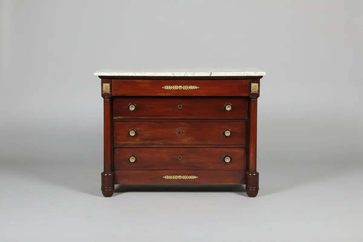 Marble Top Empire Mahogany 4 Drawer Commode 1