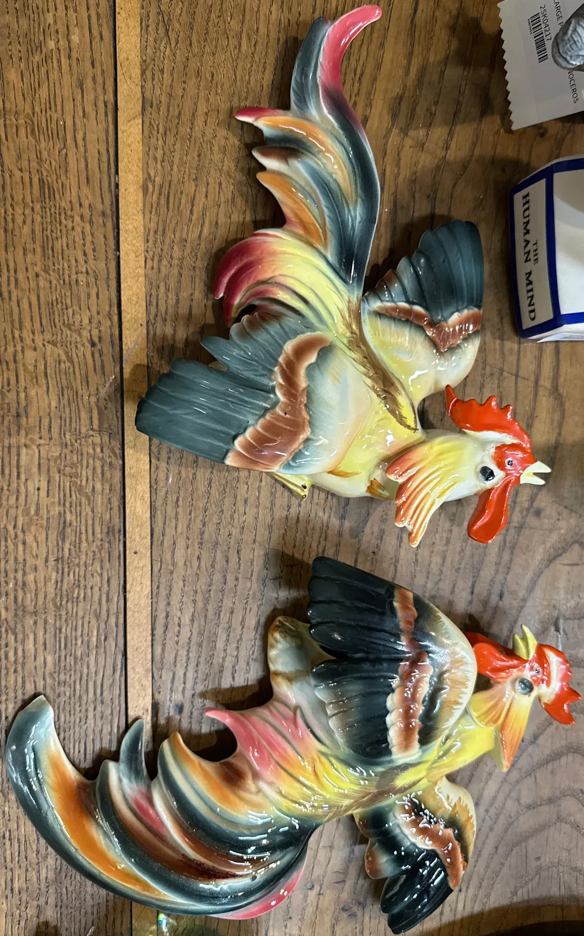 Pair Of Porcelain Flying Roosters 1