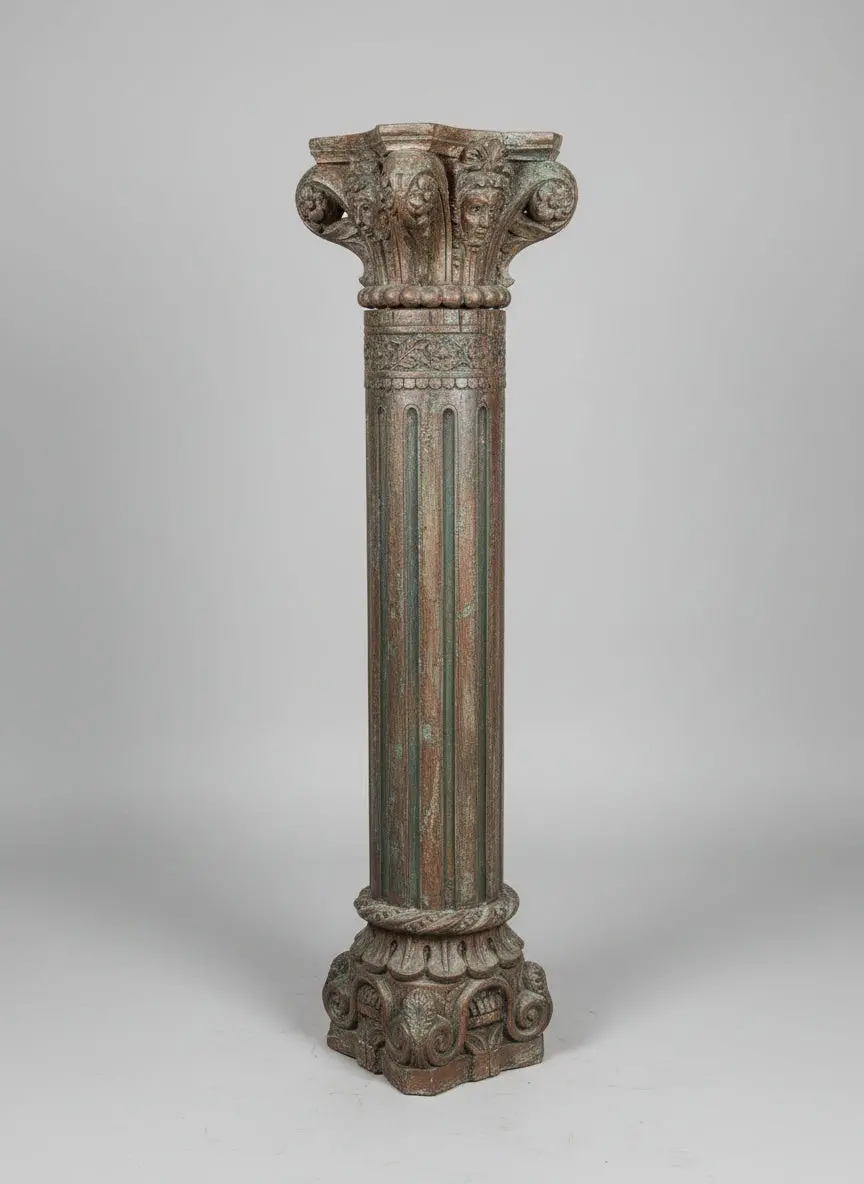 Teak Carved Pedestal 1