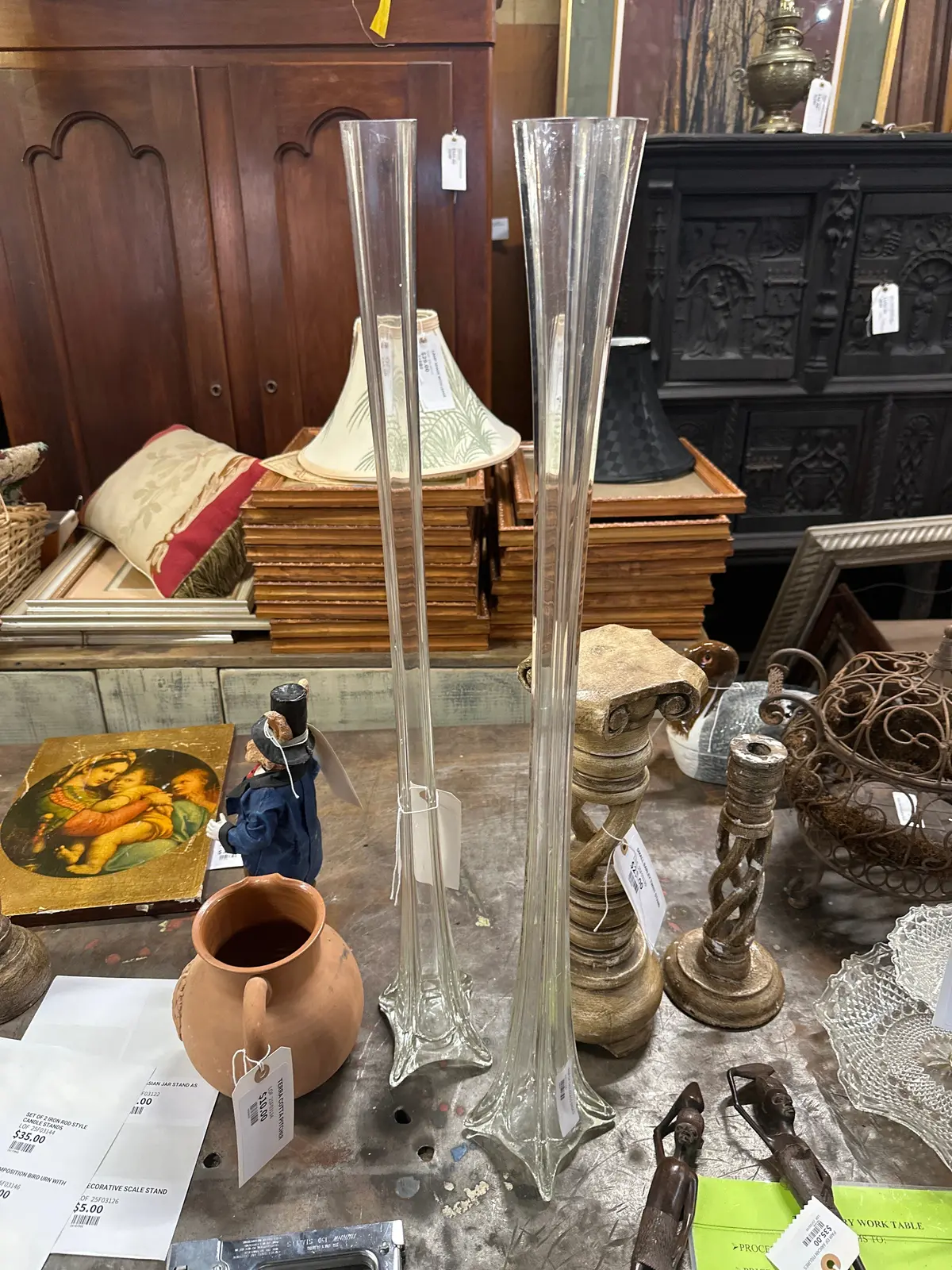 Pair Of Tall Glass Vases 1
