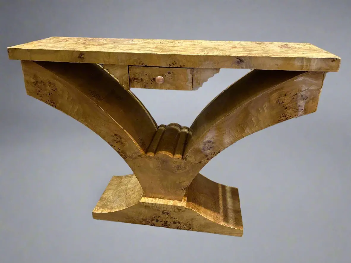 Deco Birds Eye Maple Console Table 1