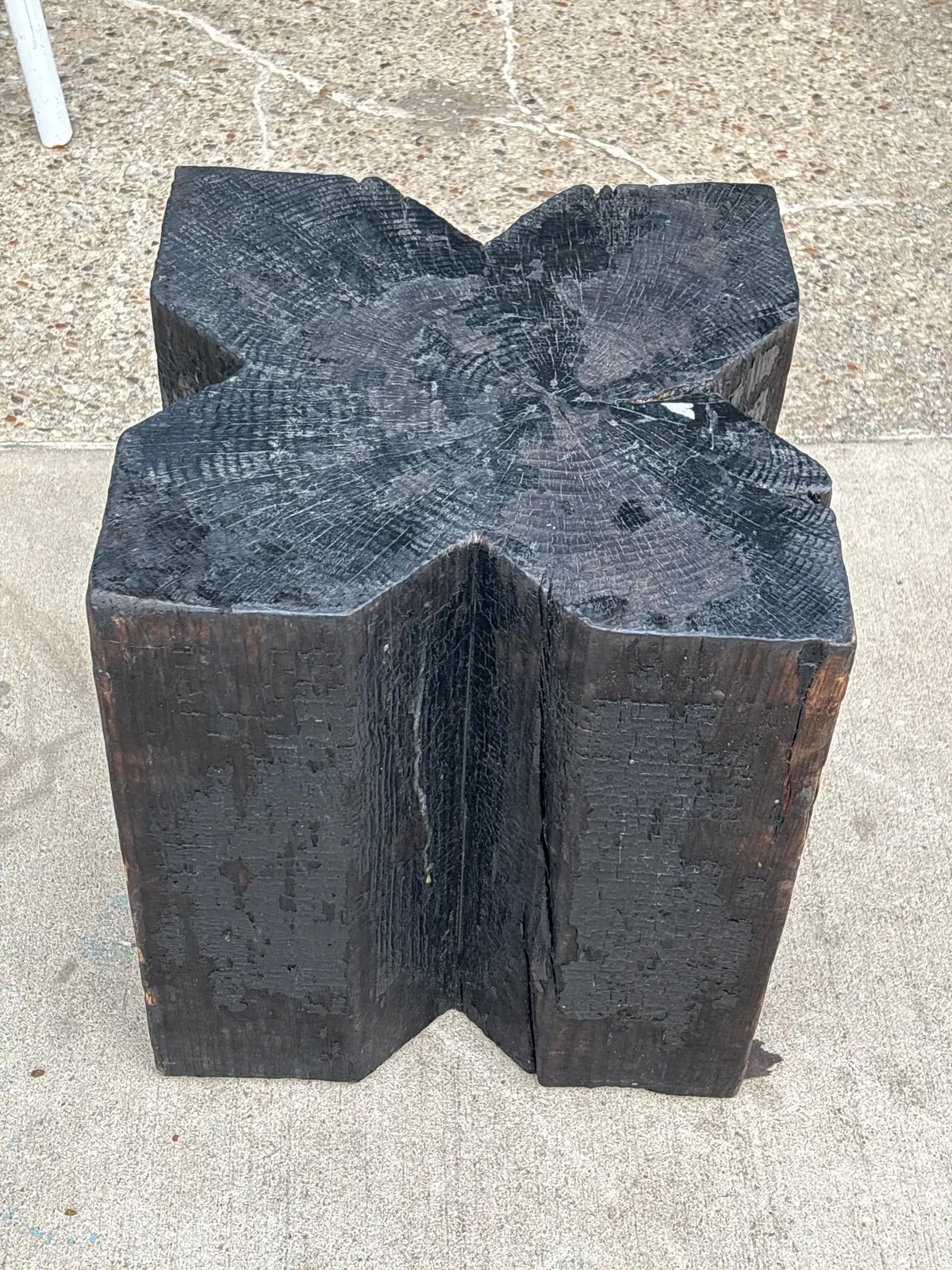 Sold - Dark Wood Stump Stool 1 Of 2 1