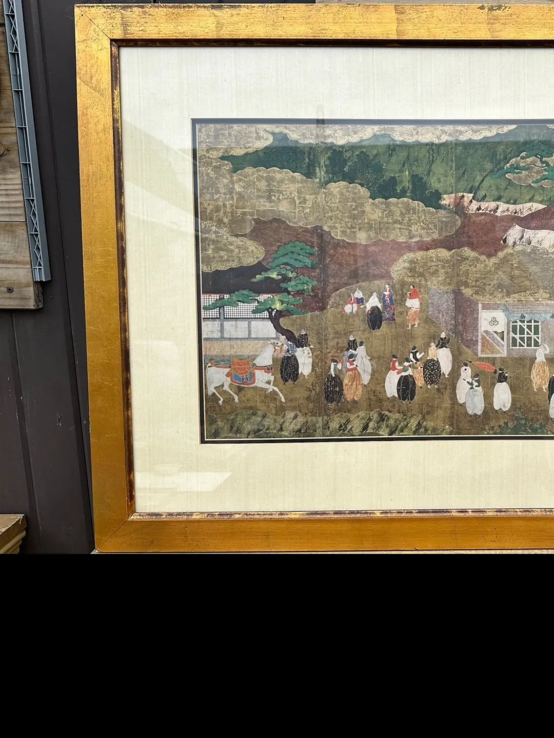 Large Gold Frame Japanese Gathering Print 1