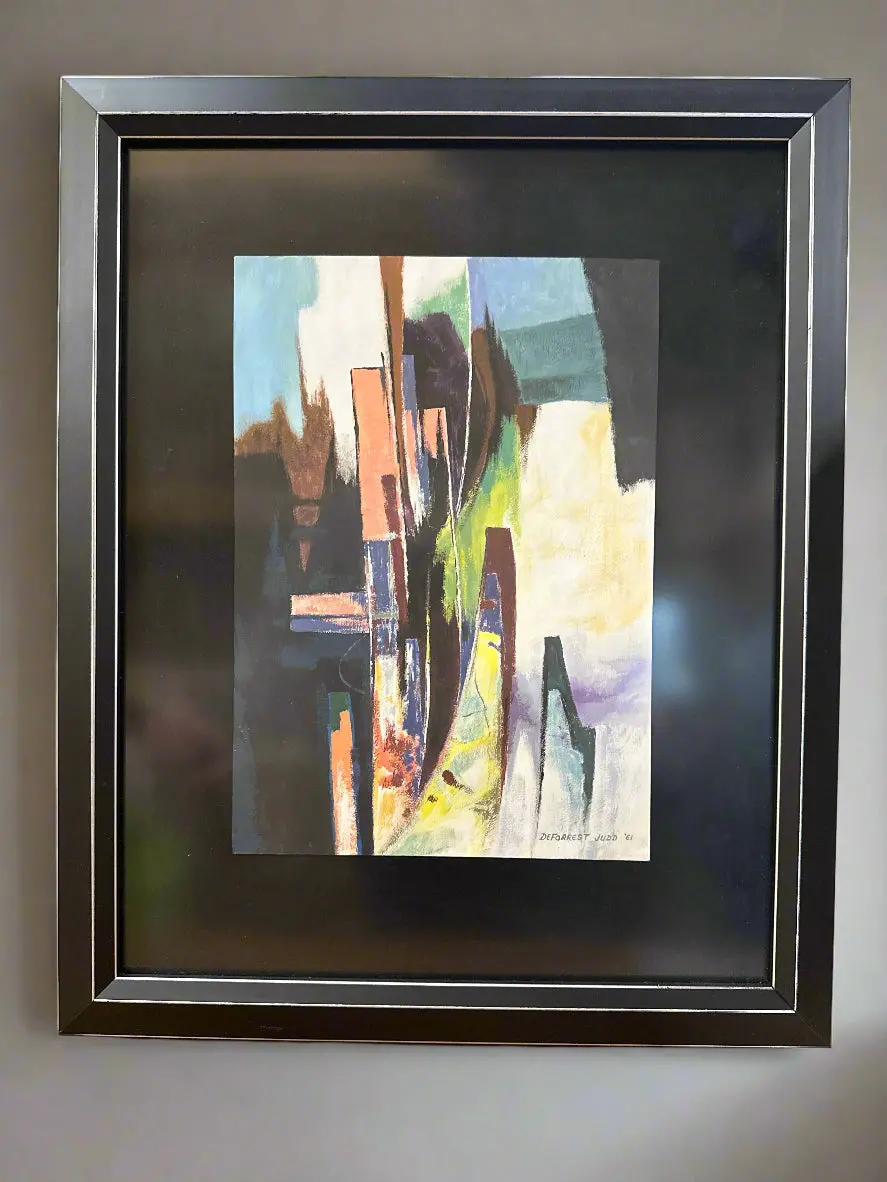 Small Framed Abstract Watercolor Signed Deforrest Judd Dallas Artist 1