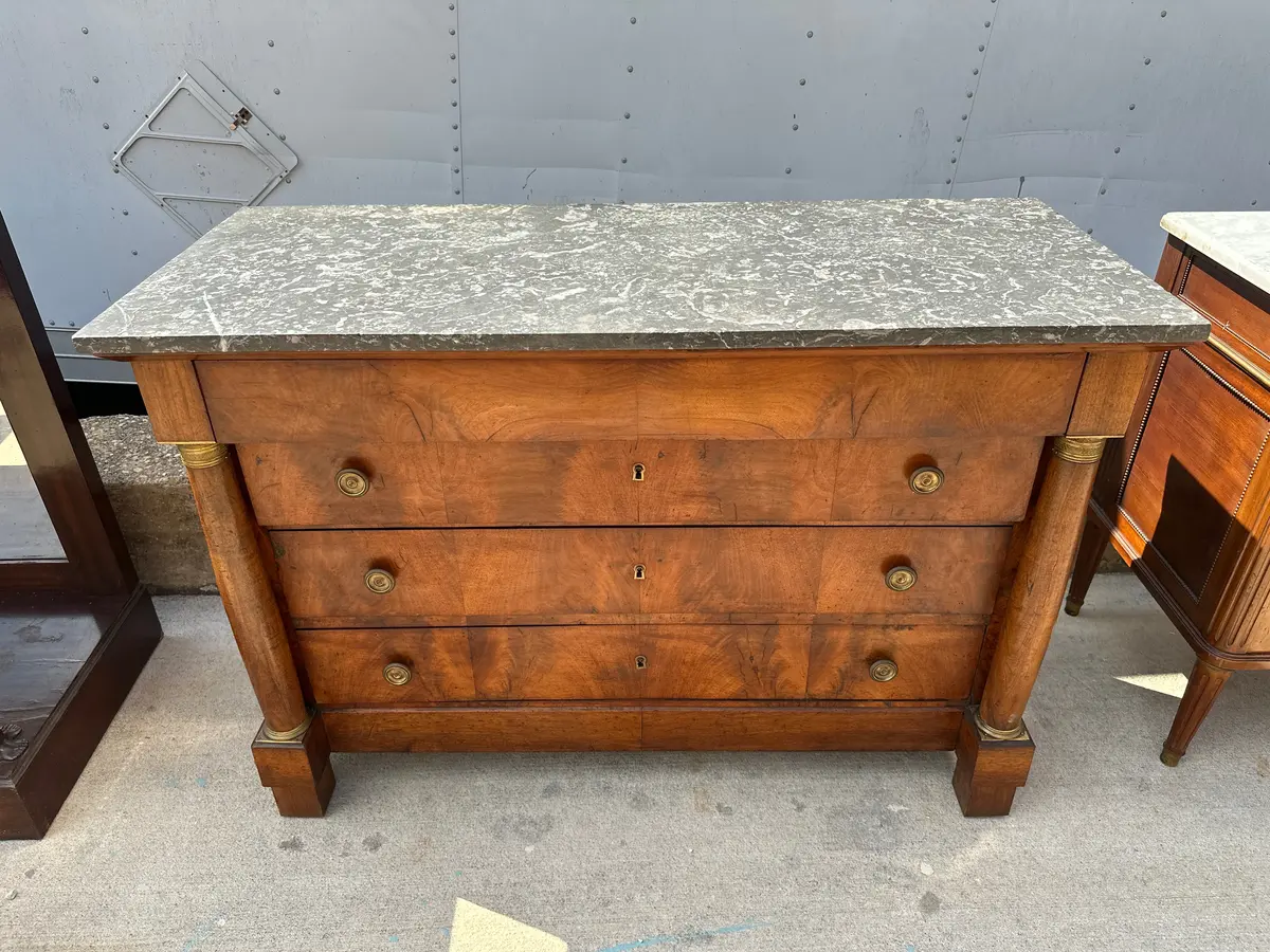 French Empire Marble Top Mahogany Commode 1
