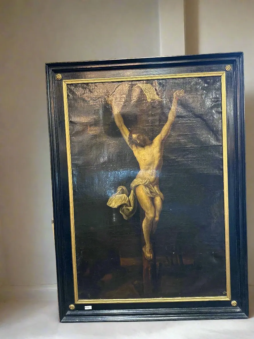 Large 18Th Century Crucifixion Painting 1